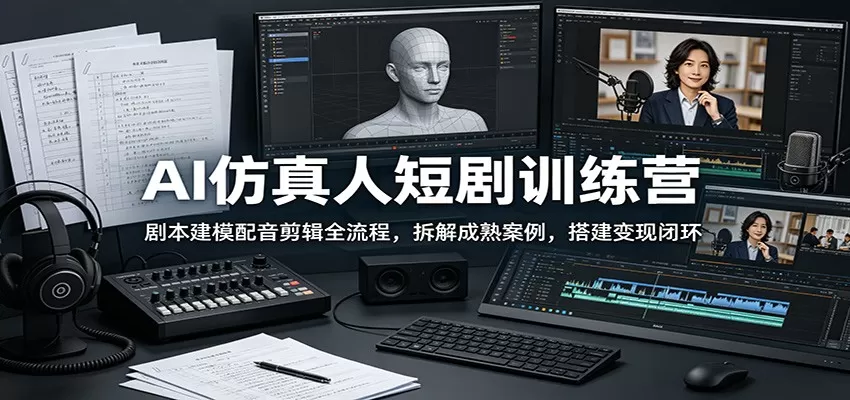 AI仿真人短剧训练营:剧本建模配音剪辑全流程,拆解成熟案例,搭建变现闭环 AI仿真人短剧训练营:剧本建模配音剪辑全流程,拆解成熟案例,搭建变现闭环