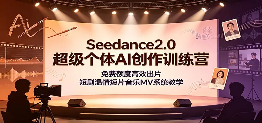 Seedance2.0超级个体AI创作训练营：免费额度高效出片，短剧温情短片音乐MV系统教学-鹊桥梦网创