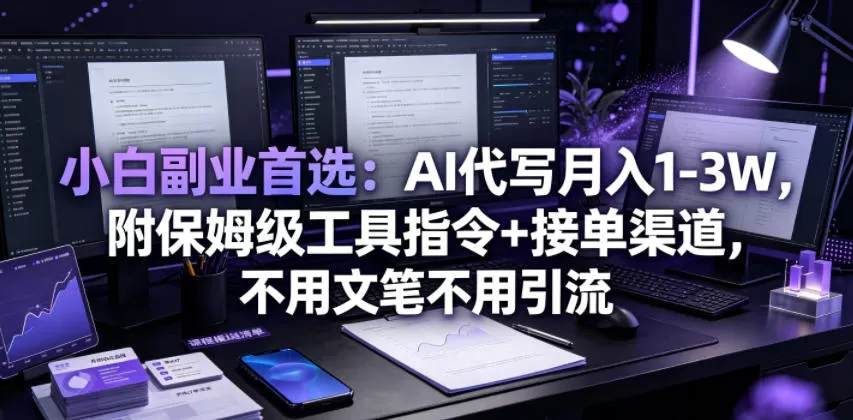 小白副业首选：AI代写月入1-3W，附保姆级工具指令+接单渠道，不用文笔不用引流【揭秘】-鹊桥梦网创