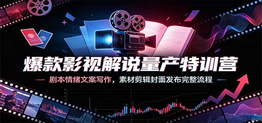 爆款影视解说量产特训营:剧本情绪文案写作,素材剪辑封面发布完整流程-鹊桥梦网创