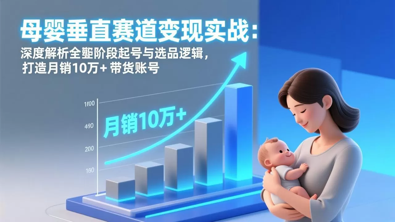 母婴垂直赛道变现实战：深度解析三大阶段起号与选品逻辑，打造月销10万+带货账号-鹊桥梦网创