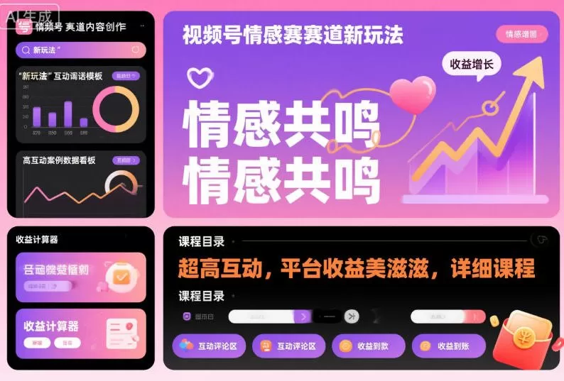 视频号情感赛道新玩法,超高互动,平台收益美滋滋,详细课程-鹊桥梦网创