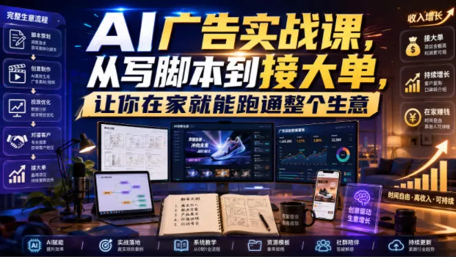 AI广告实战课，从写脚本到接大单，让你在家就能跑通整个生意【原创双语字幕】-鹊桥梦网创