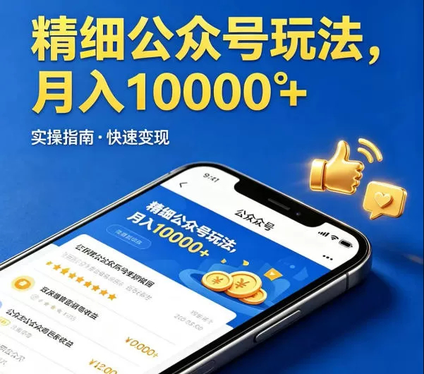 精细化公众号玩法，我们给你提供文章，你来负责发布，收益可观，月入1W+【揭秘】-鹊桥梦网创