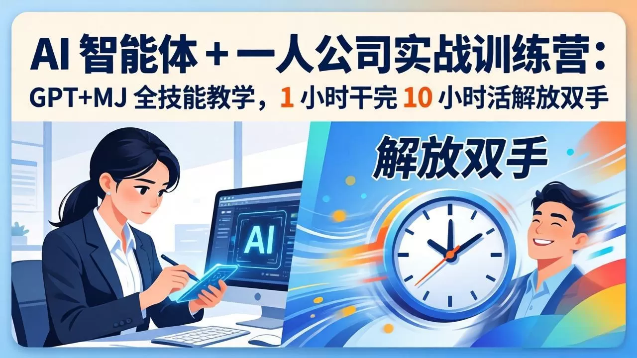 AI 智能体 + 一人公司实战训练营：GPT+MJ 全技能教学，1 小时干完 10 小时活解放双手-鹊桥梦网创
