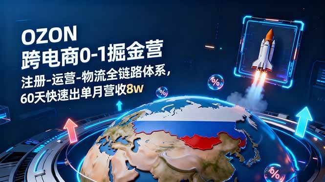 (16277期)OZON跨境电商0-1掘金营:注册-运营-物流全链路体系,60天快速出单月营收8w-鹊桥梦网创