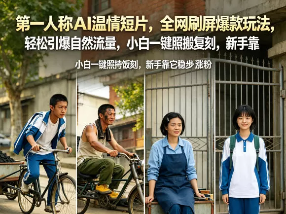第一人称AI温情短片，全网刷屏爆款玩法，轻松引爆自然流量，小白一键照搬复刻，新手靠它稳步涨粉-鹊桥梦网创
