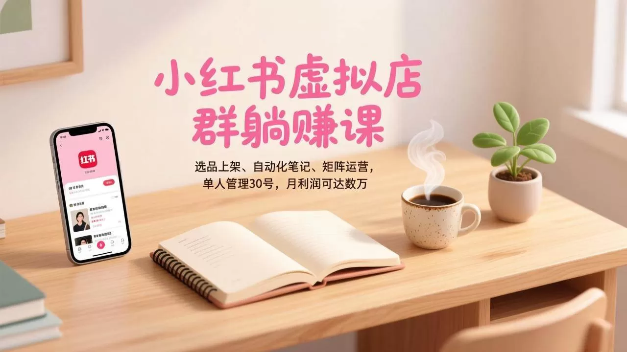 （17072期）小红书虚拟店群躺赚课，选品上架、自动化笔记、矩阵运营，单人管理30号，月利润可达数万-鹊桥梦网创