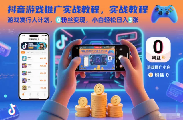抖音游戏推广实战教程,游戏发行人计划,0粉丝变现,小白轻松日入3张 抖音游戏推广实战教程,游戏发行人计划,0粉丝变现,小白轻松日入3张