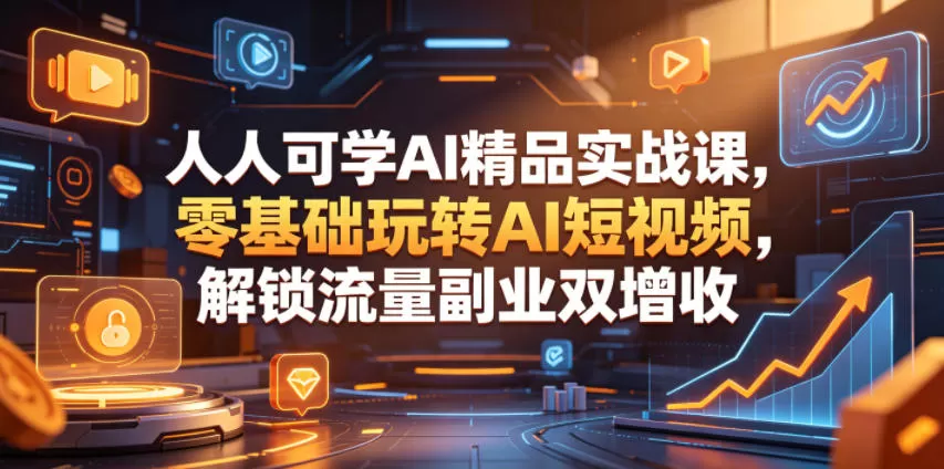 人人可学AI精品实战课，零基础玩转AI短视频，解锁流量副业双增收-鹊桥梦网创