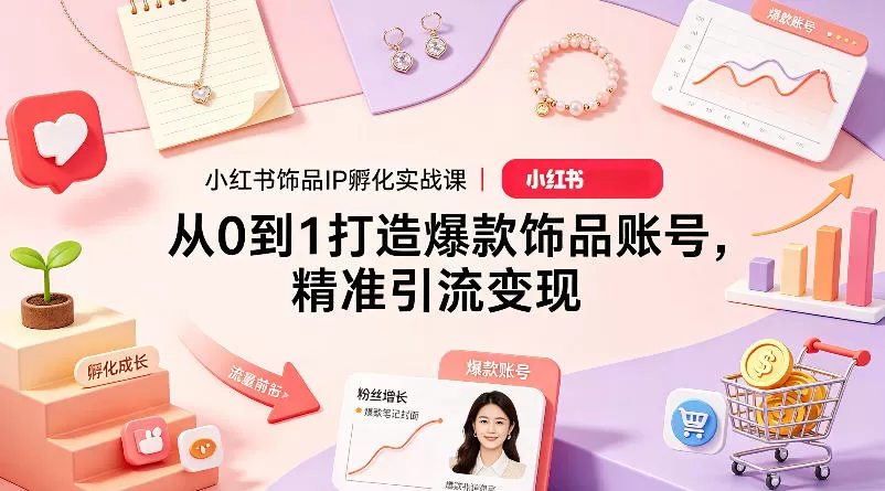 小红书饰品IP孵化实战课｜从0到1打造爆款饰品账号，精准引流变现-鹊桥梦网创