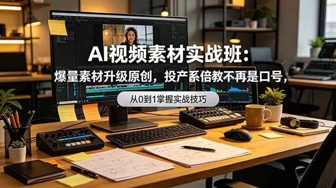 (19085期)AI视频素材实战班:爆量素材升级原创,投产翻倍不再是口号,0-1系统教学实战落地-鹊桥梦网创
