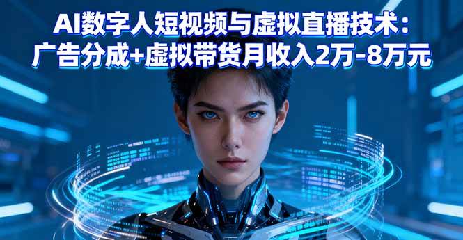 （16148期）AI数字人短视频与虚拟直播技术：广告分成+虚拟带货月收入2万-8万元-鹊桥梦网创