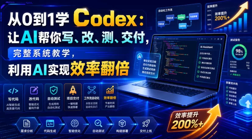 从0到1学Codex:让AI帮你写、改、测、交付,完整系统教学,利用AI实现效率翻倍-鹊桥梦网创