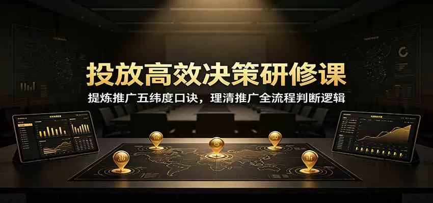 投放高效决策研修课：提炼推广五纬度口诀，理清推广全流程判断逻辑