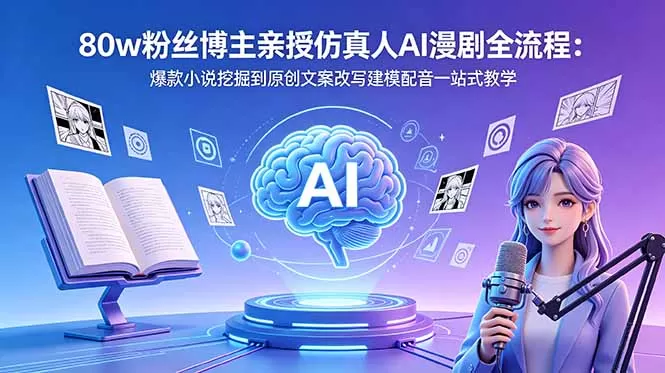 80w粉丝博主亲授仿真人AI漫剧全流程：爆款小说挖掘到原创文案改写建模配音一站式教学-鹊桥梦网创