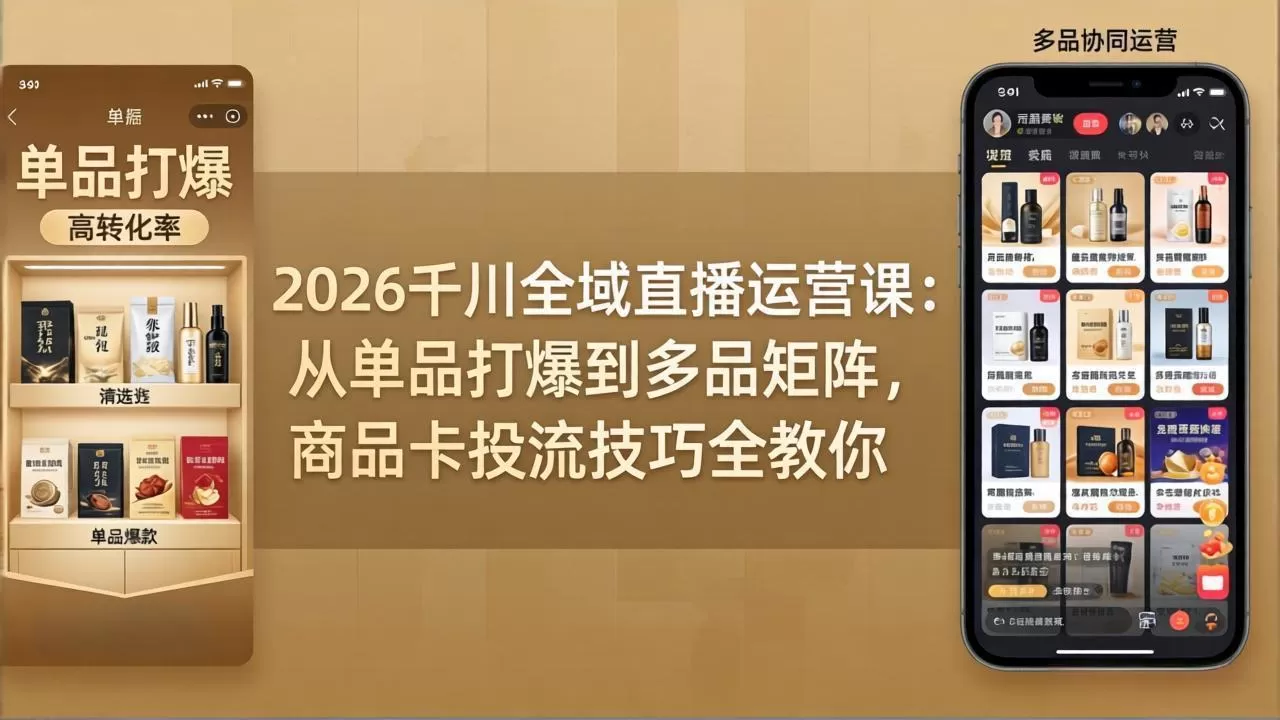 2026千川全域直播运营课：从单品打爆到多品矩阵，商品卡投流技巧全教你-鹊桥梦网创