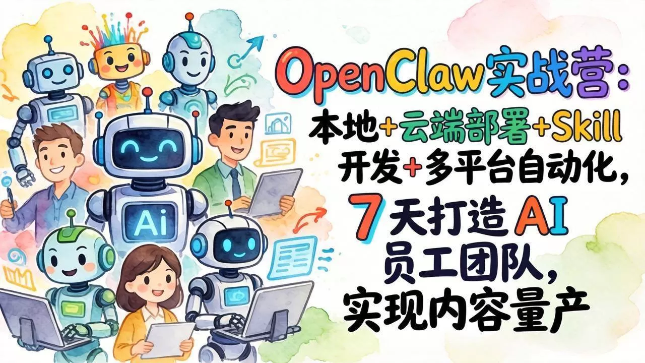 （17673期）OpenClaw实战营-更新：本地+云端部署+Skill开发+多平台自动化，7天打造AI员工团队+实现内容量产-鹊桥梦网创