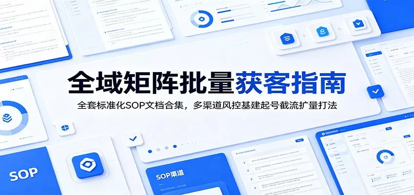 全域矩阵批量获客指南:全套标准化SOP文档合集,多渠道风控基建起号截流扩量打法 全域矩阵批量获客指南:全套标准化SOP文档合集,多渠道风控基建起号截流扩量打法