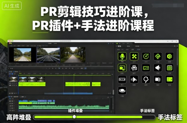 PR剪辑技巧进阶课，PR插件+手法进阶课程-鹊桥梦网创