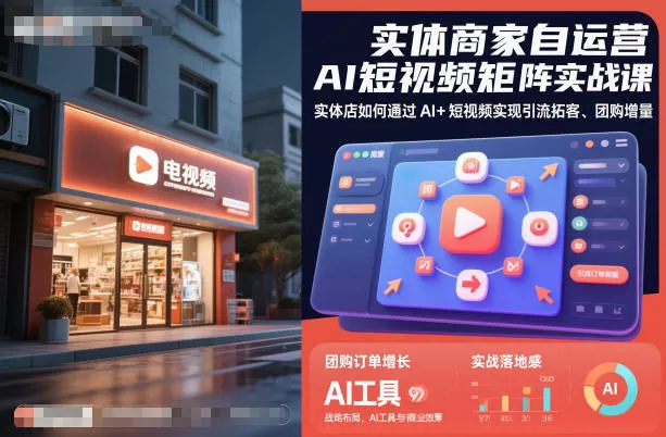 实体商家自运营AI短视频矩阵实战课，实体店如何通过AI+短视频实现引流拓客、团购增量-鹊桥梦网创