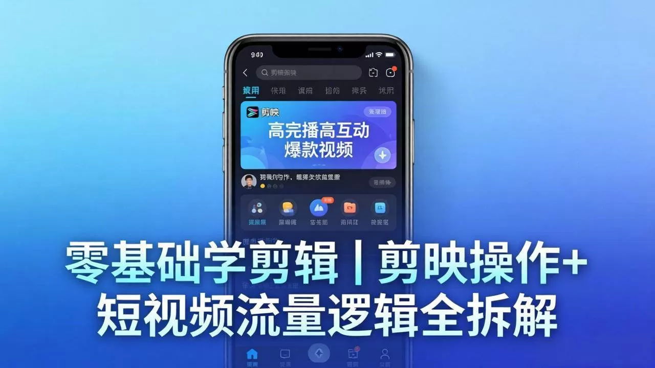 （18117期） 【零基础学剪辑】剪映操作+短视频流量逻辑全拆解｜手把手教你剪出高完播高互动爆款视频