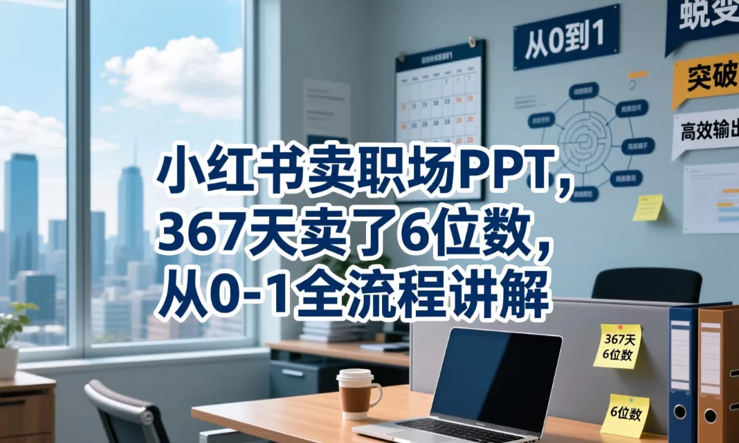小红书卖职场PPT,367天卖了6位数,从0-1全流程讲解-鹊桥梦网创