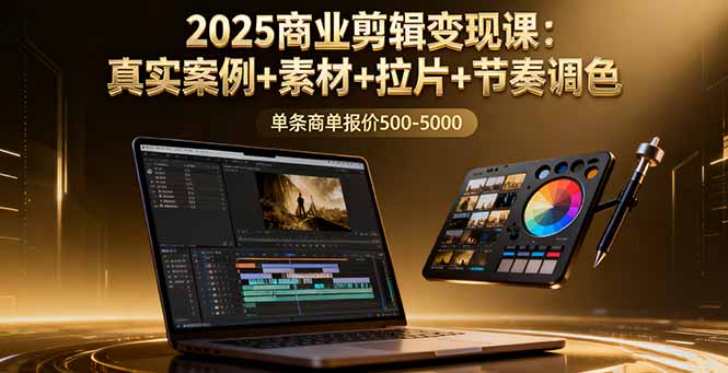 2025商业剪辑变现课：真实案例+素材+拉片+节奏调色，单条商单报价500-5000-鹊桥梦网创
