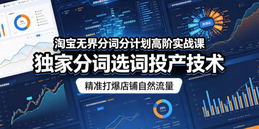 淘宝无界分词分计划高阶实战课,独家分词选词投产技术,精准打爆店铺自然流量-鹊桥梦网创