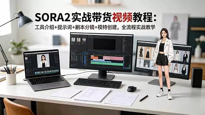 （18718期）SORA2实战带货视频教程：工具介绍+提示词+剧本分镜+模特创建，全流程实战教学-鹊桥梦网创