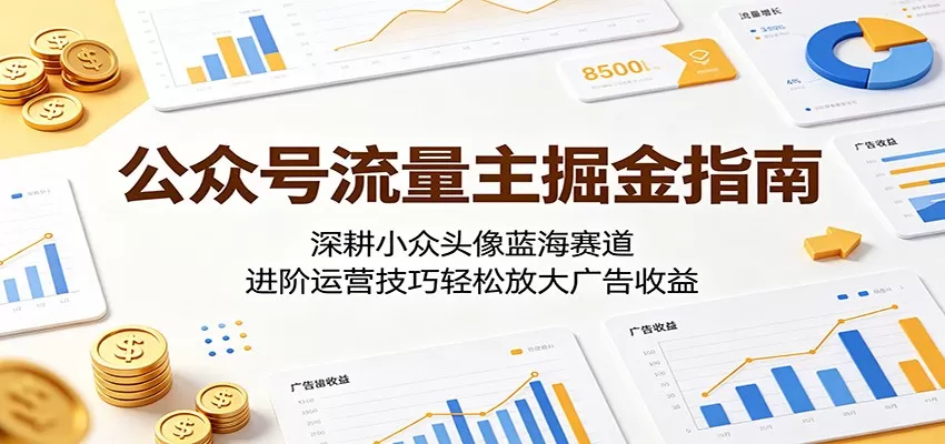 公众号流量主掘金指南：深耕小众头像蓝海赛道，进阶运营技巧轻松放大广告收益-鹊桥梦网创