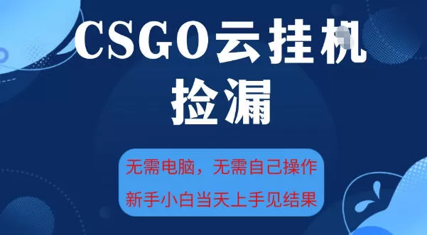 CSGO云挂G全自动捡漏，最新独家玩法，无需电脑操作，新手小白日入5张+【揭秘】-鹊桥梦网创
