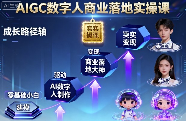 AIGC数字人商业落地实操课，从零基础小白到AI数字人大神-鹊桥梦网创
