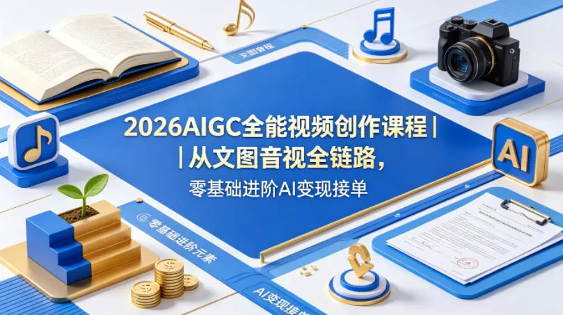 2026AIGC全能视频创作课程｜从文图音视全链路，零基础进阶AI变现接单-鹊桥梦网创