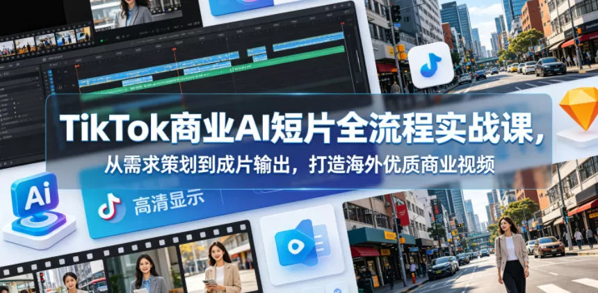 TikTok商业AI短片全流程实战课，从需求策划到成片输出，打造海外优质商业视频-鹊桥梦网创