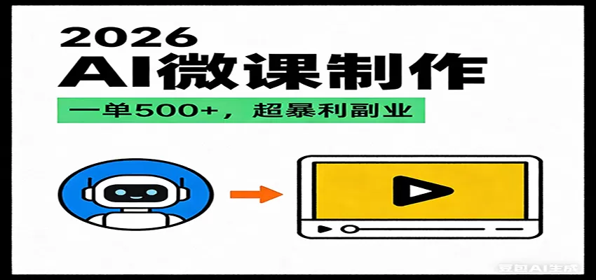 2026AI 风口最稳副业：微课代写制作，一单 500+，人人可做的蓝海项目-鹊桥梦网创