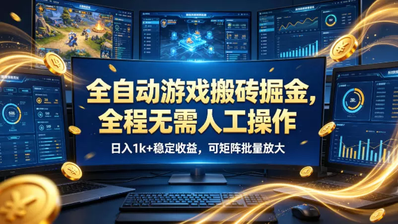 全自动游戏搬砖掘金，全程无需人工操作，日入1k+稳定收益，可矩阵批量放大【揭秘】-鹊桥梦网创