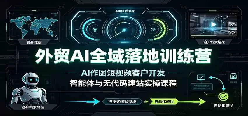 外贸AI全域落地训练营：AI作图短视频客户开发，智能体与无代码建站实操课程-鹊桥梦网创