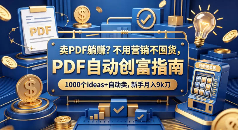 卖PDF躺賺？不用营销不囤货，PDF自动创富指南，1000个ideas+自动卖，新手月入9k刀【原创双语字幕】-鹊桥梦网创