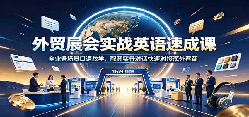 外贸展会实战英语速成课：全业务场景口语教学，配套实景对话快速对接海外客商