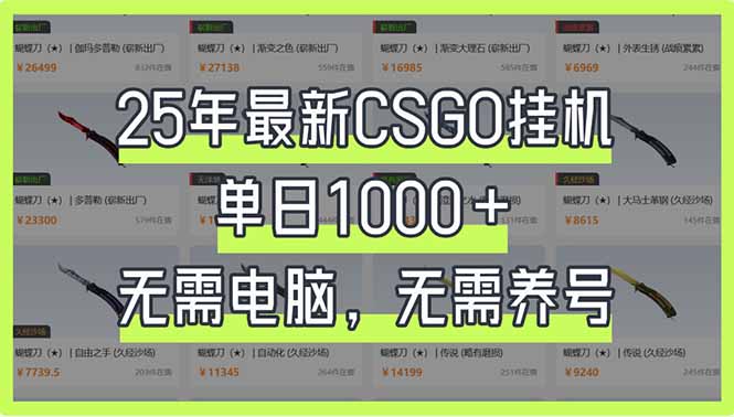 （14178期）25年最新CSGO挂机系统，单日1000+，无需电脑，无需养号，0基础可上手-鹊桥梦网创