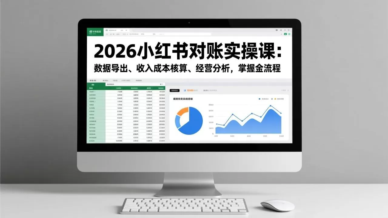2026小红书对账实操课：数据导出、收入成本核算、经营分析，掌握全流程-鹊桥梦网创