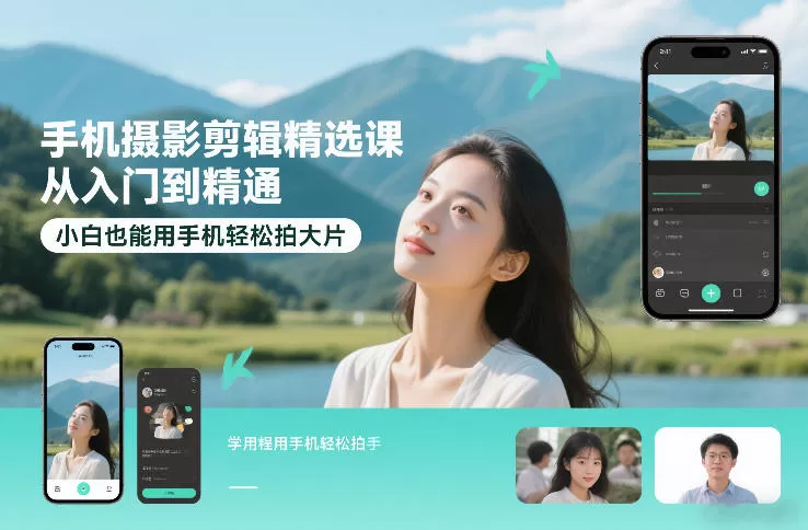 手机摄影剪辑精选课，从入门到精通，小白也能用手机轻松拍大片-鹊桥梦网创