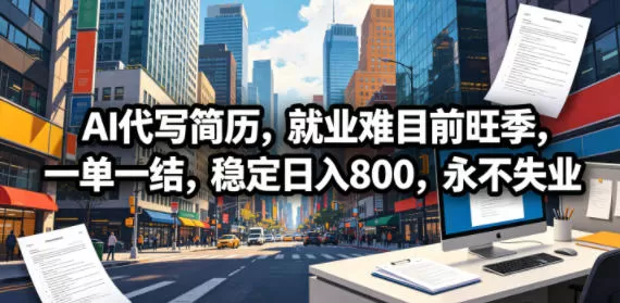 AI代写简历，就业难目前旺季，一单一结，稳定日入800，永不失业-鹊桥梦网创
