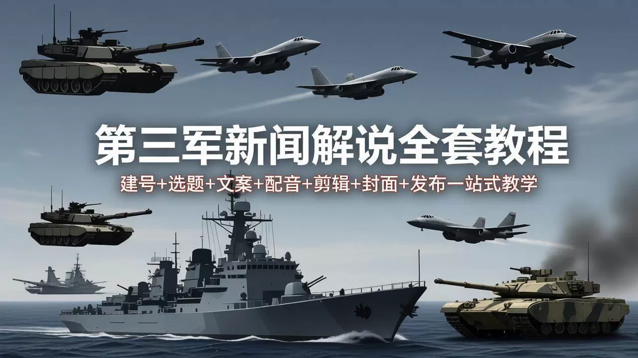 （18081期）第三军迷新闻解说全套教程：建号+选题+文案+配音+剪辑+封面+发布一站式教学-鹊桥梦网创