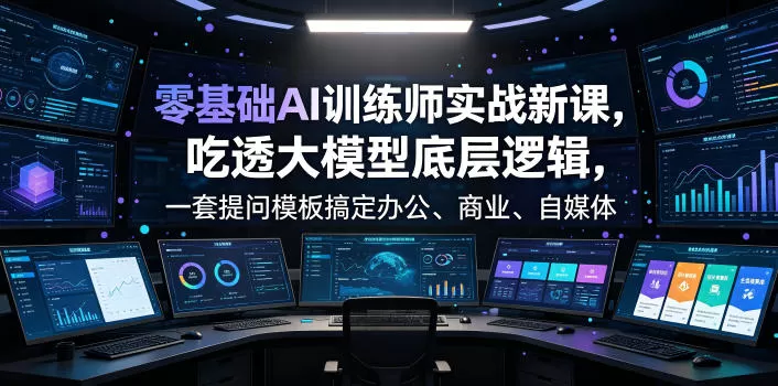 零基础AI训练师实战课，吃透大模型底层逻辑，一套提问模板搞定办公、商业、自媒体、设计、生活全场景AI落地应用-鹊桥梦网创