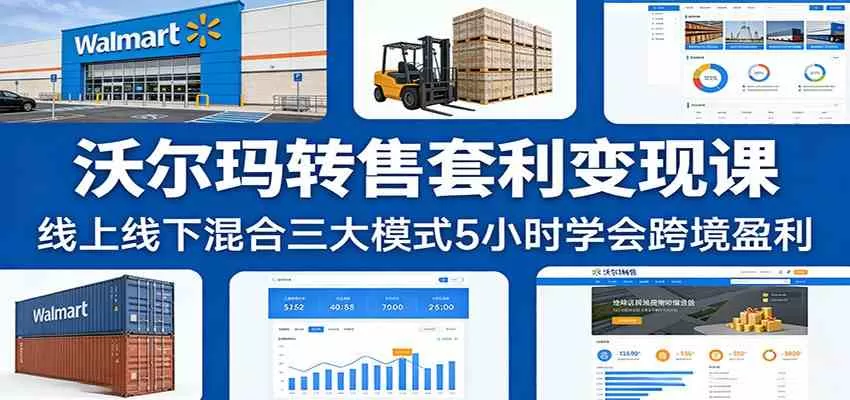 沃尔玛转售套利变现课:线上线下混合三大模式5小时学会跨境盈利-鹊桥梦网创