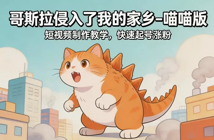 哥斯拉侵入了我的家乡–喵喵版短视频制作教学，快速起号涨粉-鹊桥梦网创