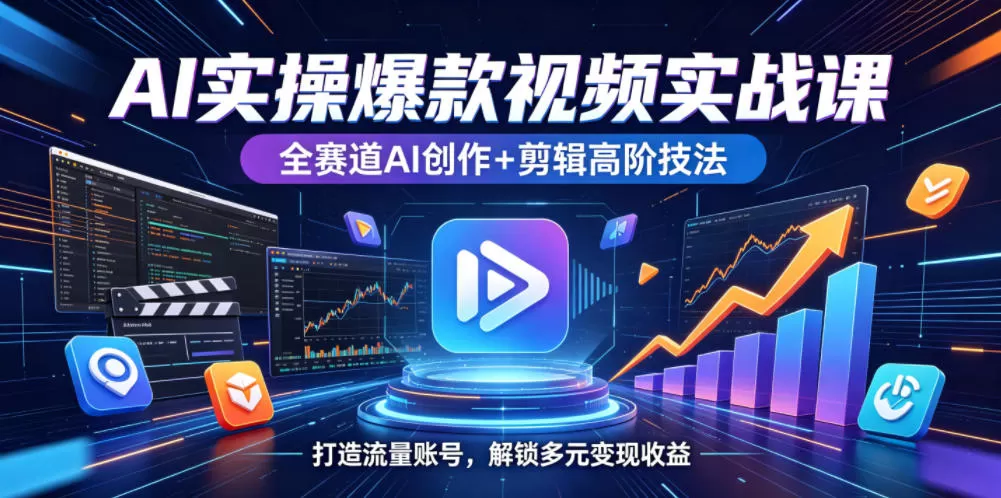 AI实操爆款视频实战课,全赛道AI创作+剪辑高阶技法,打造流量账号,解锁多元变现收益-鹊桥梦网创
