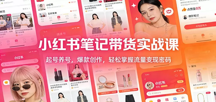 小红书笔记带货实战课：起号养号，爆款创作，轻松掌握流量变现密码-鹊桥梦网创